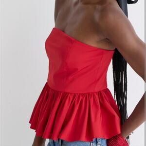 J. Crew Red Strapless Peplum Top Sweetheart Neckline Plus Size 22W Party Wear